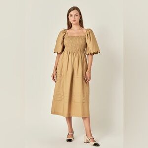 English Factory Scallop Detail Midi Dress. Size Medium.